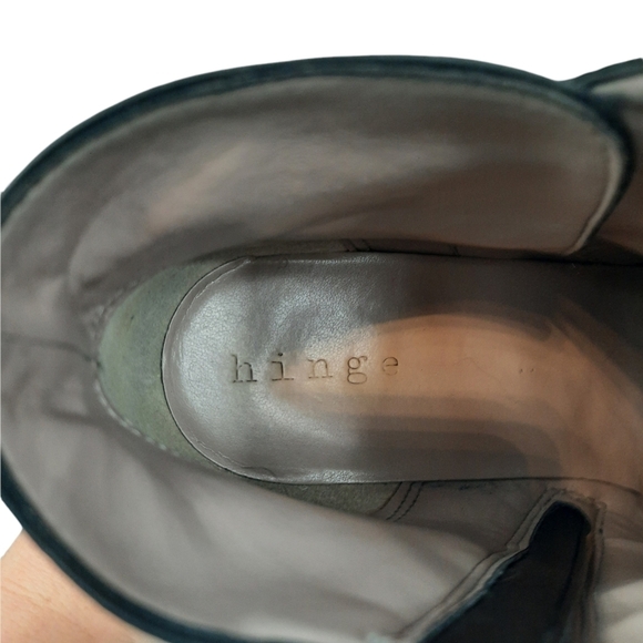 Hinge Tracer Black Suede Leather Wooden Stacked Wedge Ankle Boots Size 8 Women's - Picture 7 of 11